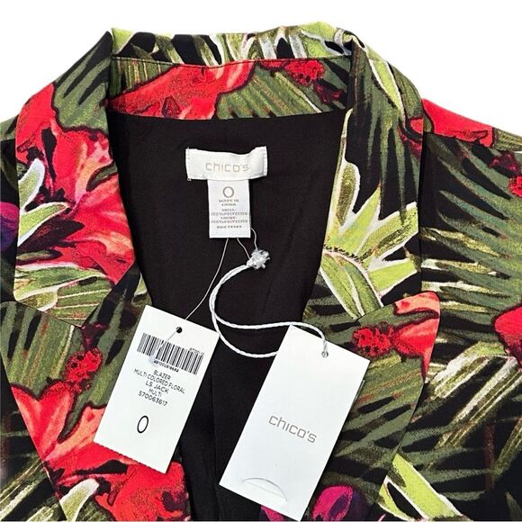 Chicos NWT Multicolor Floral Blazer Tropical Size 0 (4 - S) - Picture 6 of 9